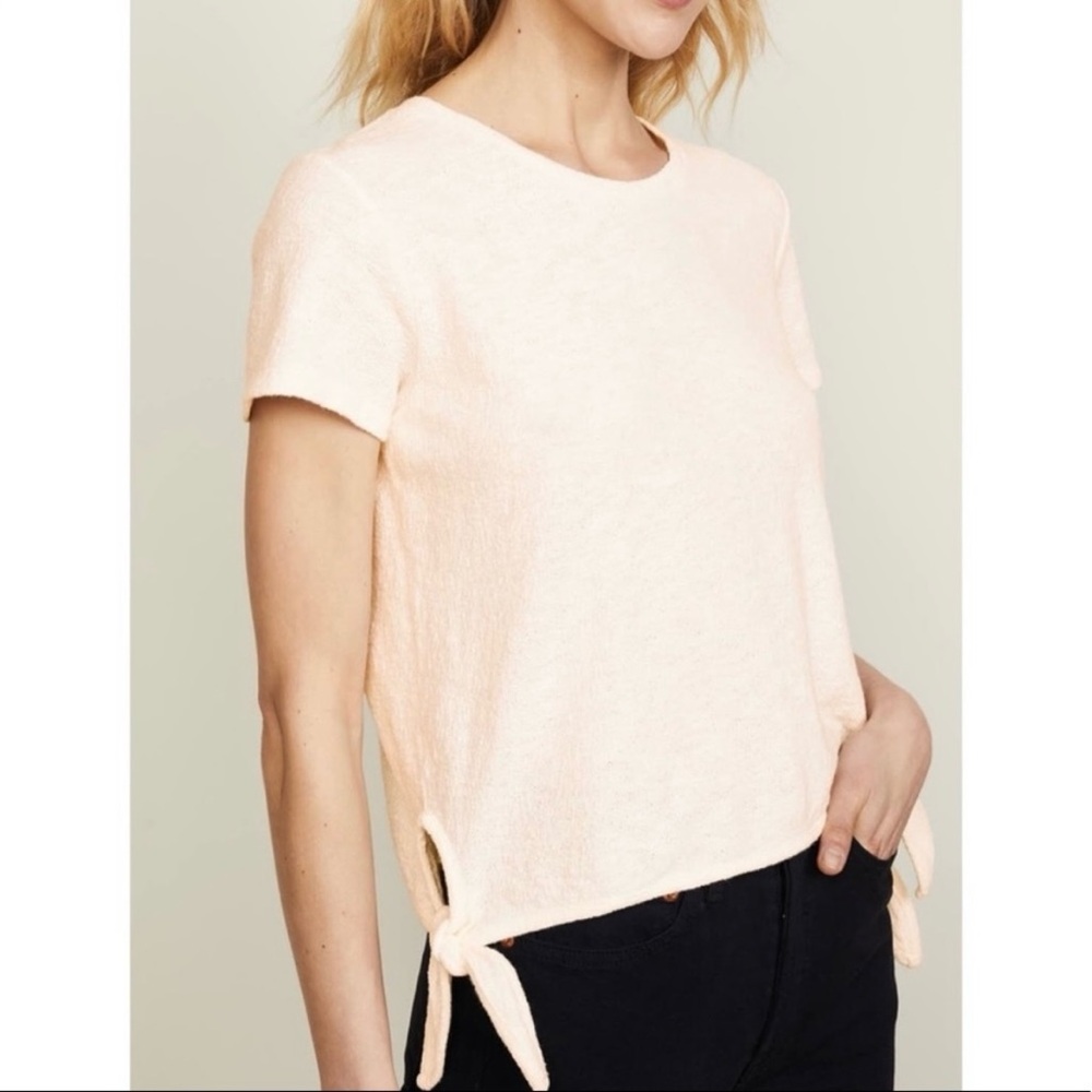 MADEWELL NWT Top Blouse Modern Side-Tie 100% Cotton Cream Neutral Size M